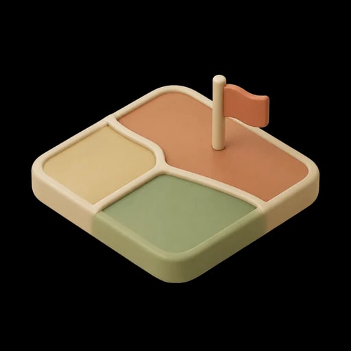 Three-dimensional illustration of plots and land ownership on a map. Generated by AI.