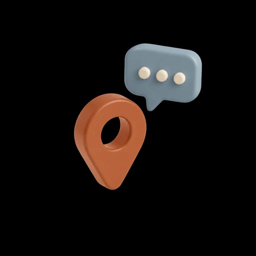 Three-dimensional illustration of a comment pinned to a map. Generated by AI.
