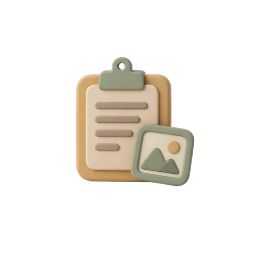 Three-dimensional illustration of a photo note attached to a plan object. Generated by AI.