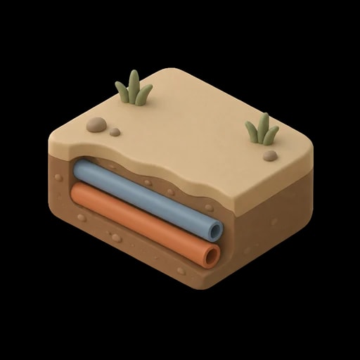 Three-dimensional illustration of underground utility networks. Generated by AI.