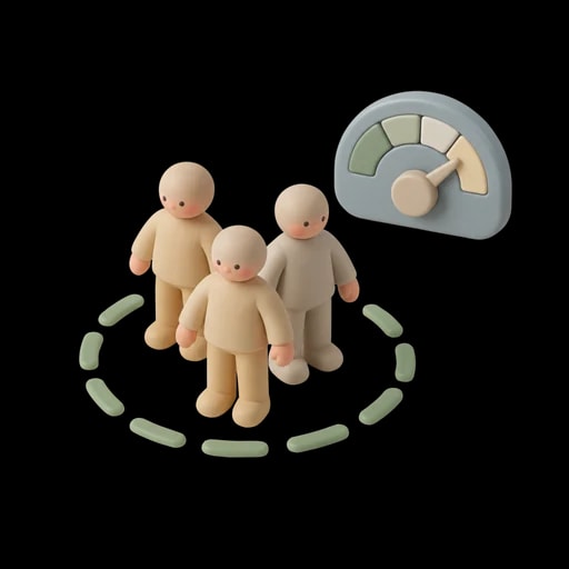 Three-dimensional illustration of a zone’s capacity for people, cars and tents. Generated by AI.