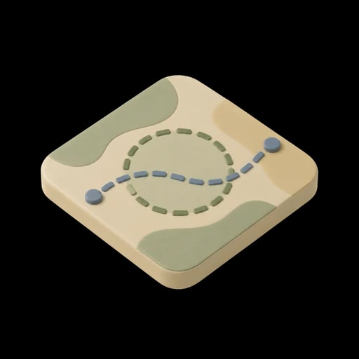 Three-dimensional illustration of zones and routes drawn on a map. Generated by AI.